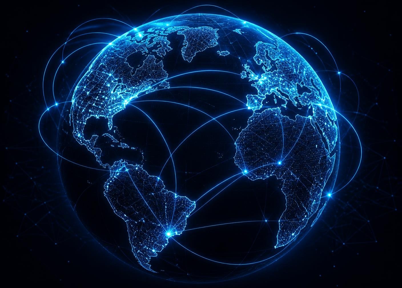 Global network visualisation connecting clients worldwide